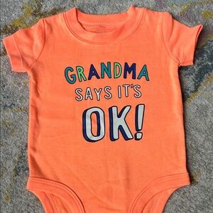 Carters Kids One-Piece Bodysuit - Grandma Says It's OK! - Neon Orange
